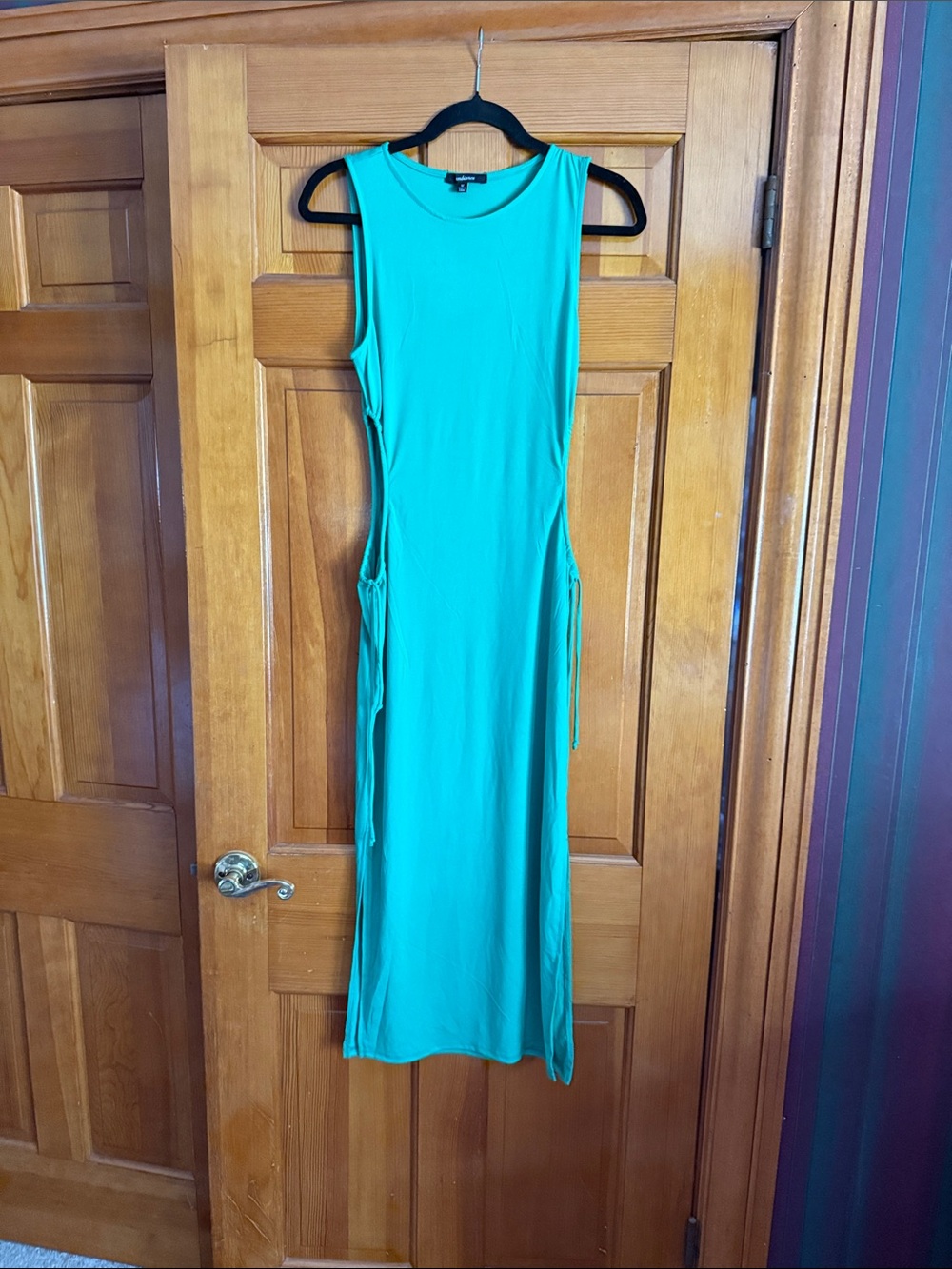 Ambiance Teal Sleeveless Maxi Dress with Side Ties